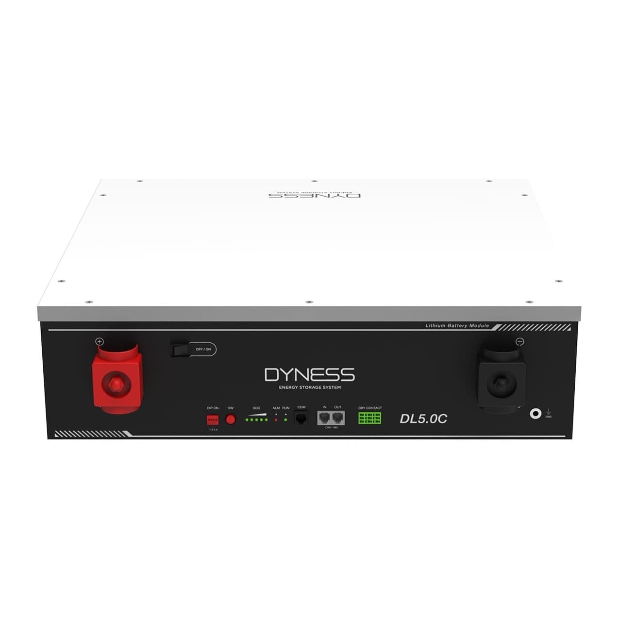 Dyness DL5.0C batterijmodule voor- en bovenaanzicht