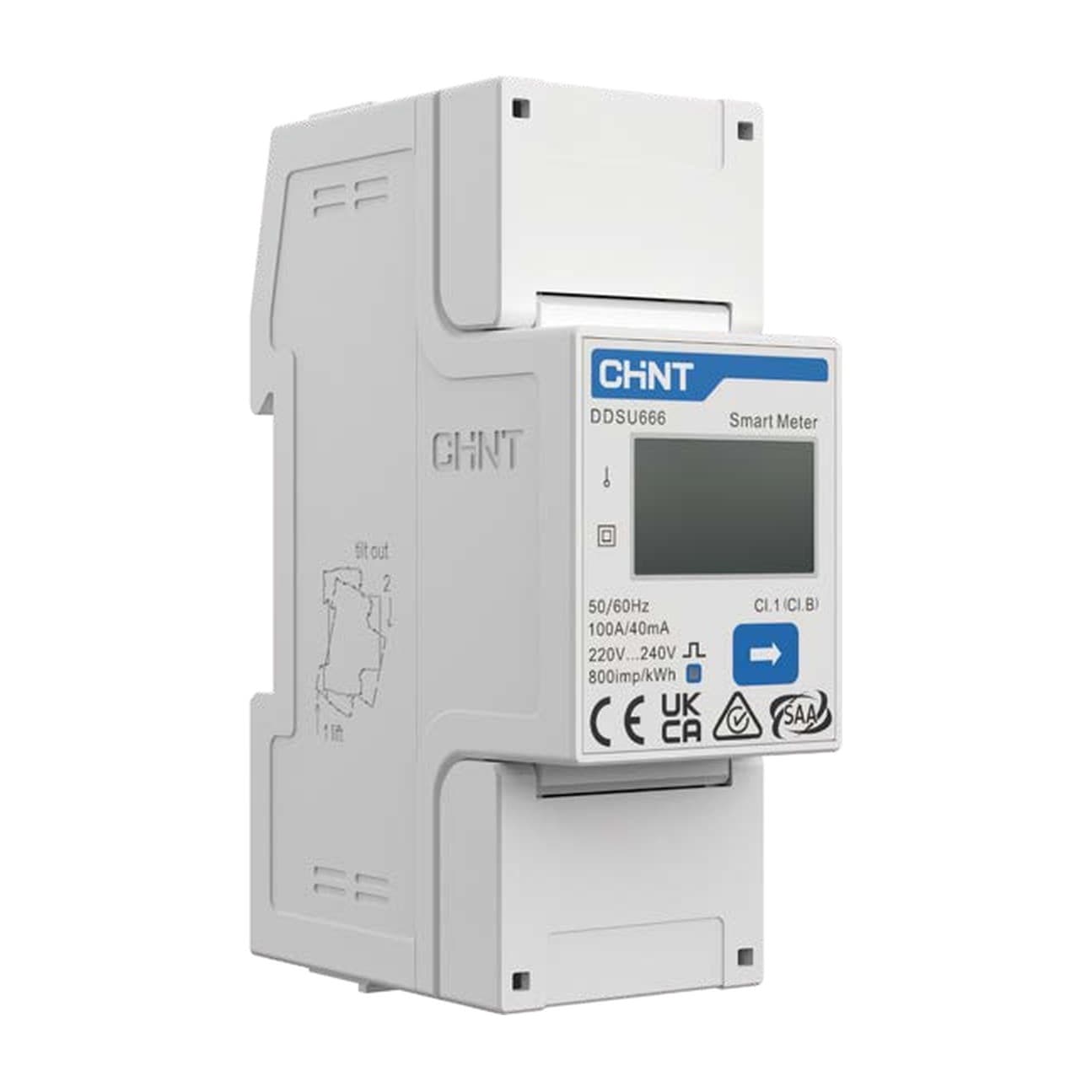 CHINT DDSU666 enkelfasige smart meter, dubbelkanaals, voorkant