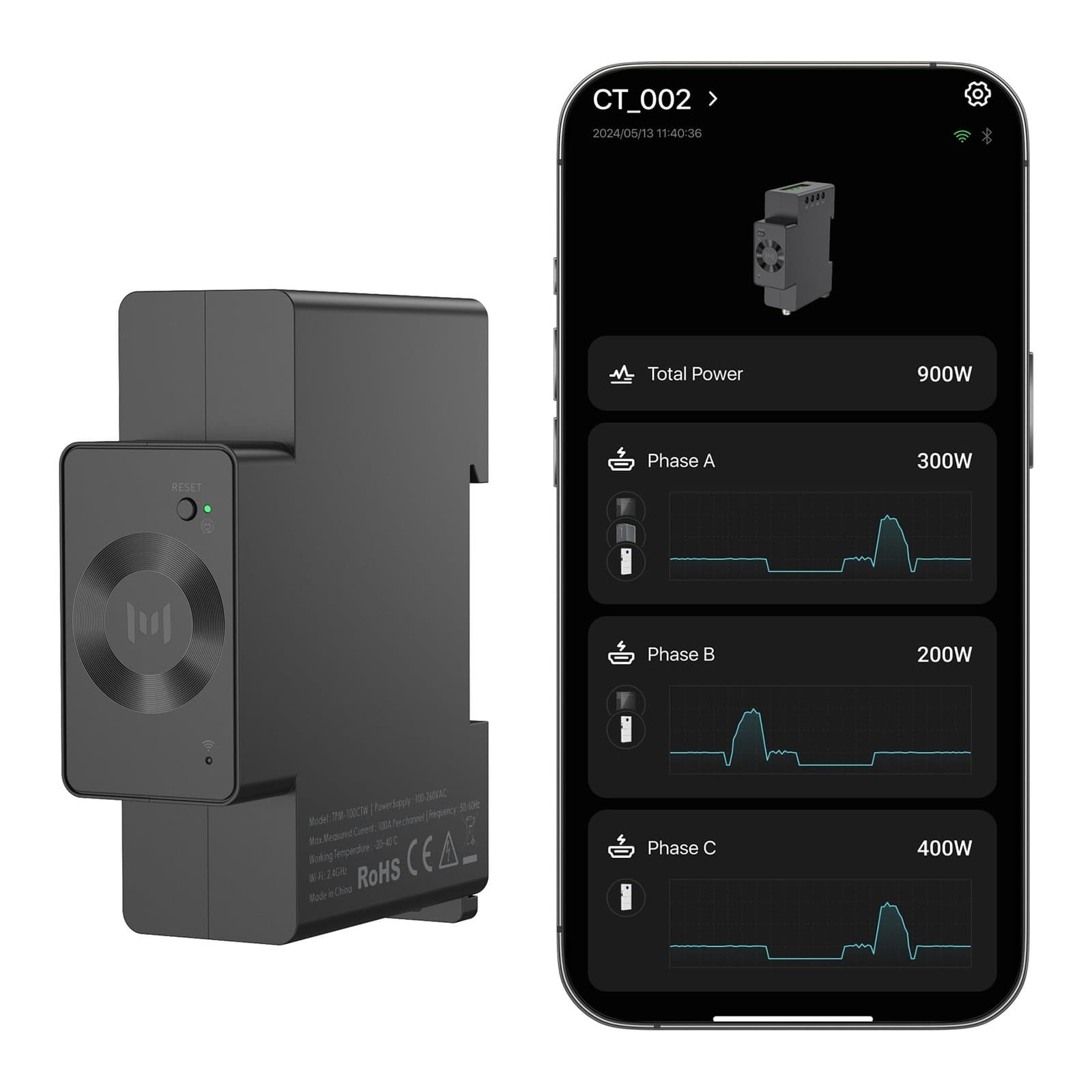 Marstek Smart Meter CT002 accessoires zijaanzicht