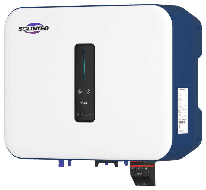 Solinteg M2HT-10K-30-AC, schuin van voren links met typeplaatje op de zijkant